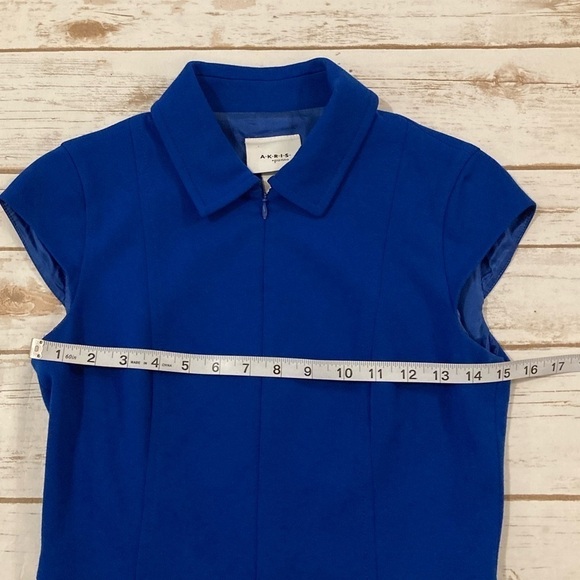 AKRIS Punto Cobalt Blue Cap Sleeves Sheath Dress Size 4 - Picture 2 of 11